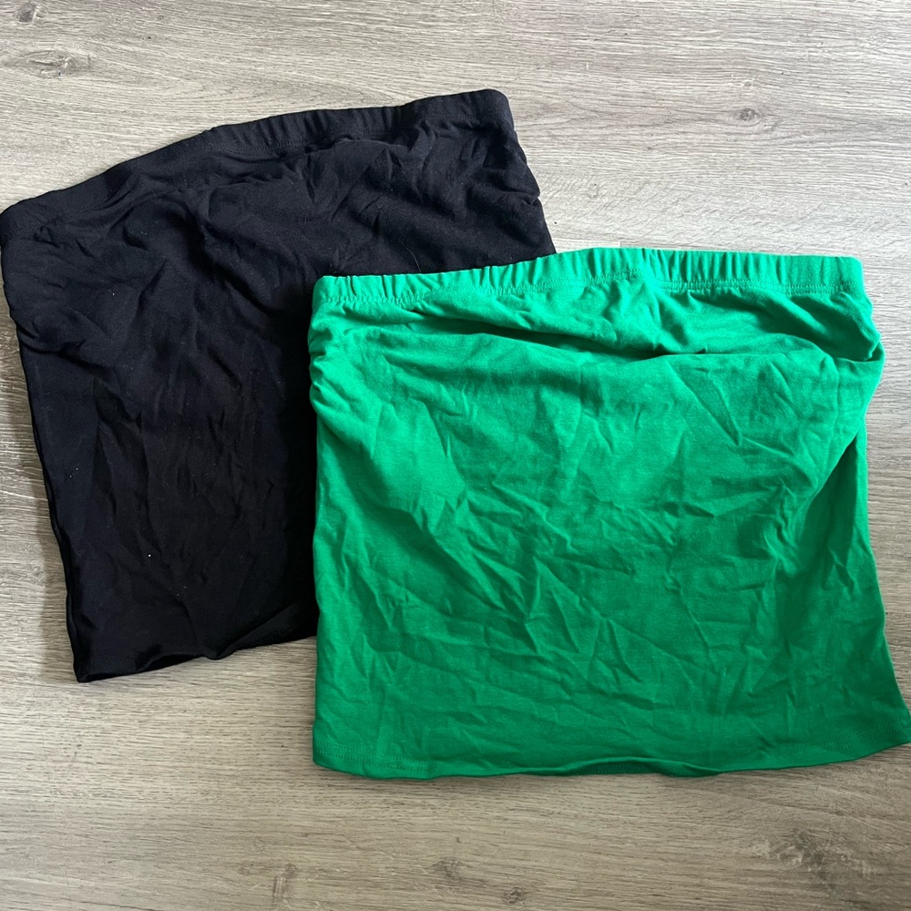 Set of two tube tops black and green